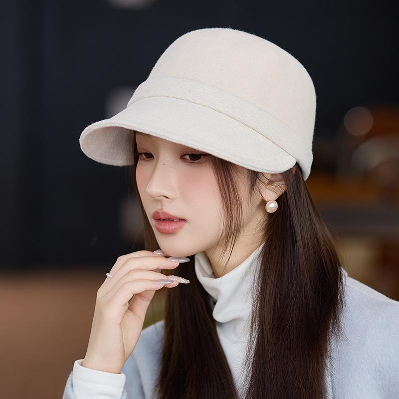 Осень и Зима Новая Шляпа Женская Шерстяная Утолщенная Теплая Шляпа с Утиным Козырьком Шляпа для Верховой Езды Ретро Шляпа Газетчика
