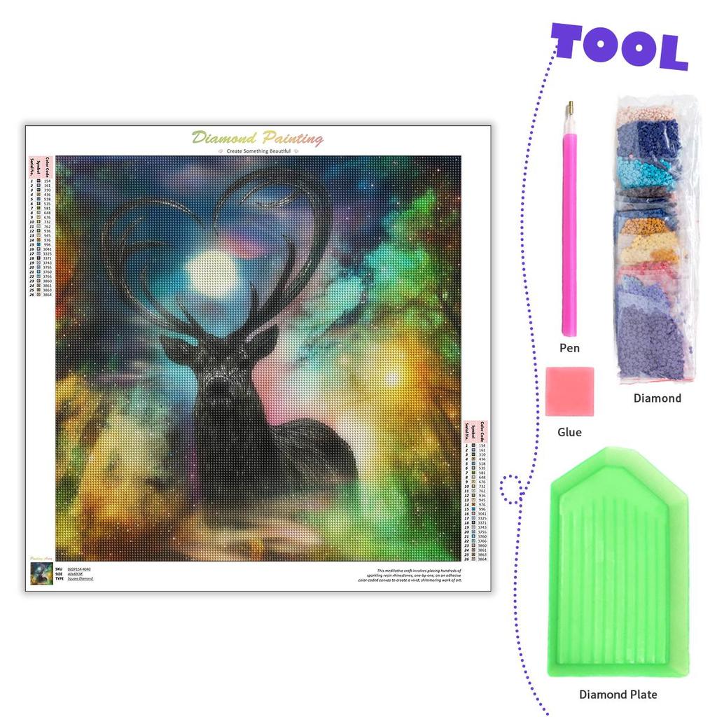 5D DIY Full Round Diamond Painting Deer Embroidery Animal Picture Rhinestones Mosaic Decoration 40x40cm/16x16inch