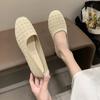 2024 New Fashion Solid Color Mesh Breathable Square Toe Comfortable Women's Single Shoes Flat Sole Slip-on Casual and Light