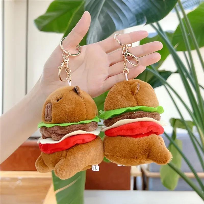 Capybara Hamburger Plush Stuffed Animal Cute Anime Fluffy Doll Soft Simulation Christmas Gift for Kids Girls