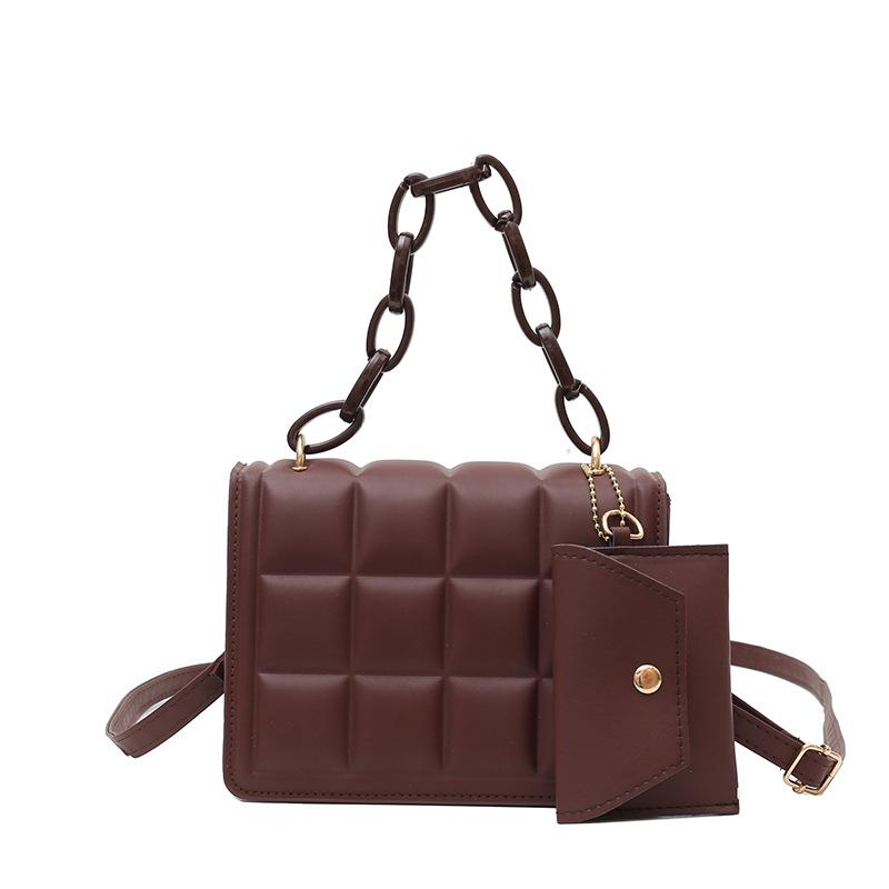 2024 новая женская сумка, однотонная маленькая квадратная сумка в иностранном стиле, новая простая сумка на цепочке, модная сумка через плечо