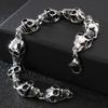 Stainless Steel Gothic Skull Head On Hand Bracelet Men's Punk Rock Metal Wristband Bangle Party Jewelry Best Friends Gift 2022