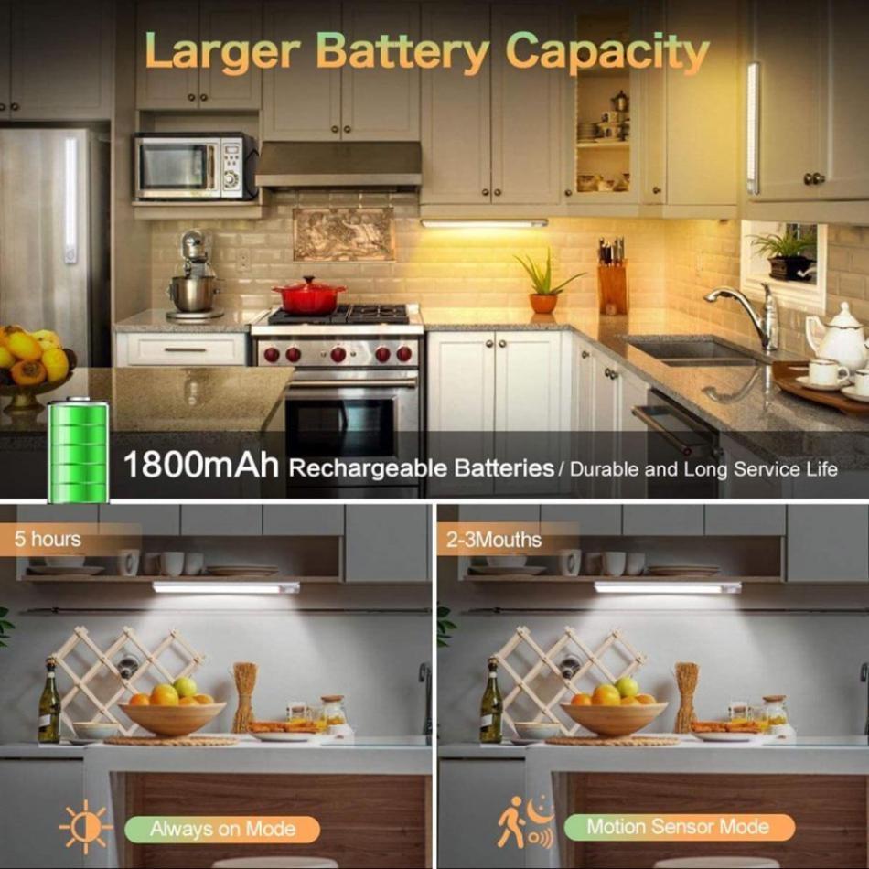 Новый беспроводной светильник под шкафом, светодиодный датчик движения, лампа для шкафа, 80/120/160 светодиодов, перезаряжаемая от USB, для кухни, спальни, шкафа