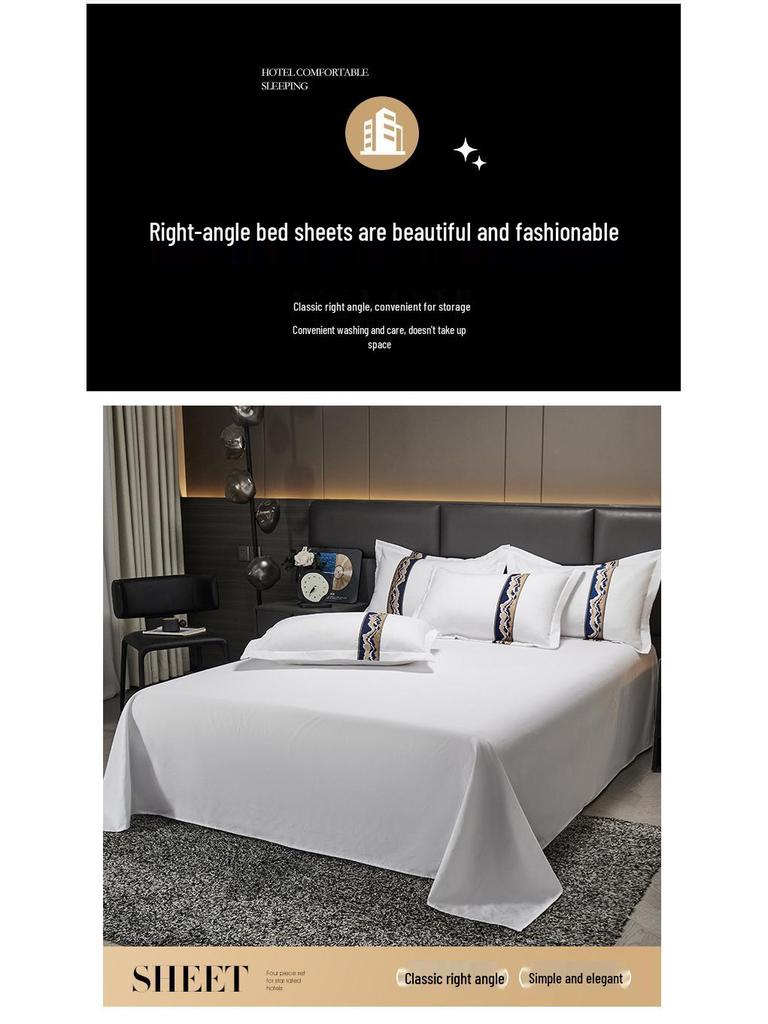Четырехкомпонентный белый комплект постельного белья для отелей, гостевых домов и B&B: Включает простыни и трехсекционный комплект пододеяльника