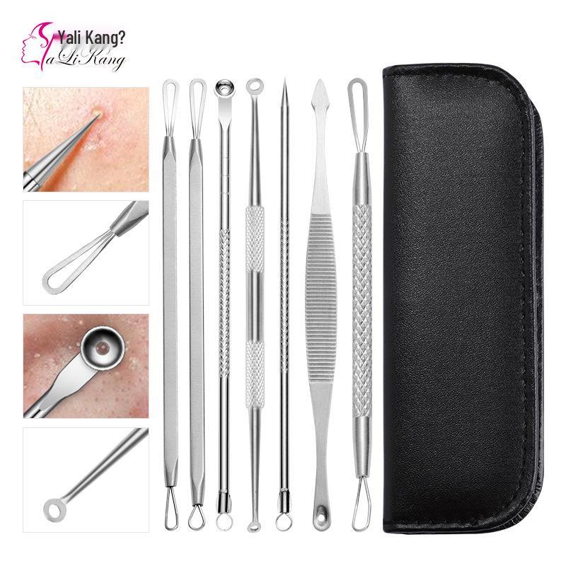 Stainless Steel 7-Piece Blackhead & Pimple Extractor Set with Double-Headed Tools for Acne Removal