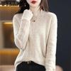 Spring Autumn Mock-neck Pullover Sweater for Women Hollow Out Knitwear Jumpers Female Pull Femme Top
