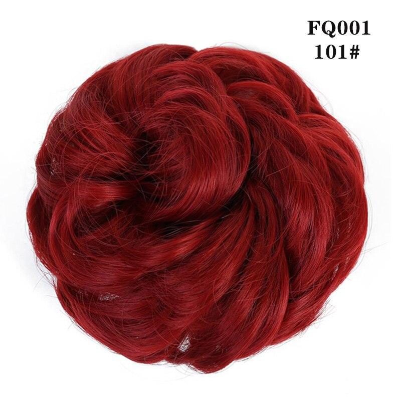 LUPU Messy Hair Bun with Elastic Band Natural Wig Bundle Ponytail Color Black Purple Pink