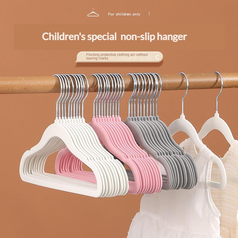 10/20Pcs Plastic Flocked Hangers, Children's Hangers, Non-Slip Shoulder-Protecting Small Hangers, Do Not Bulge, Do Not Damage Clothes