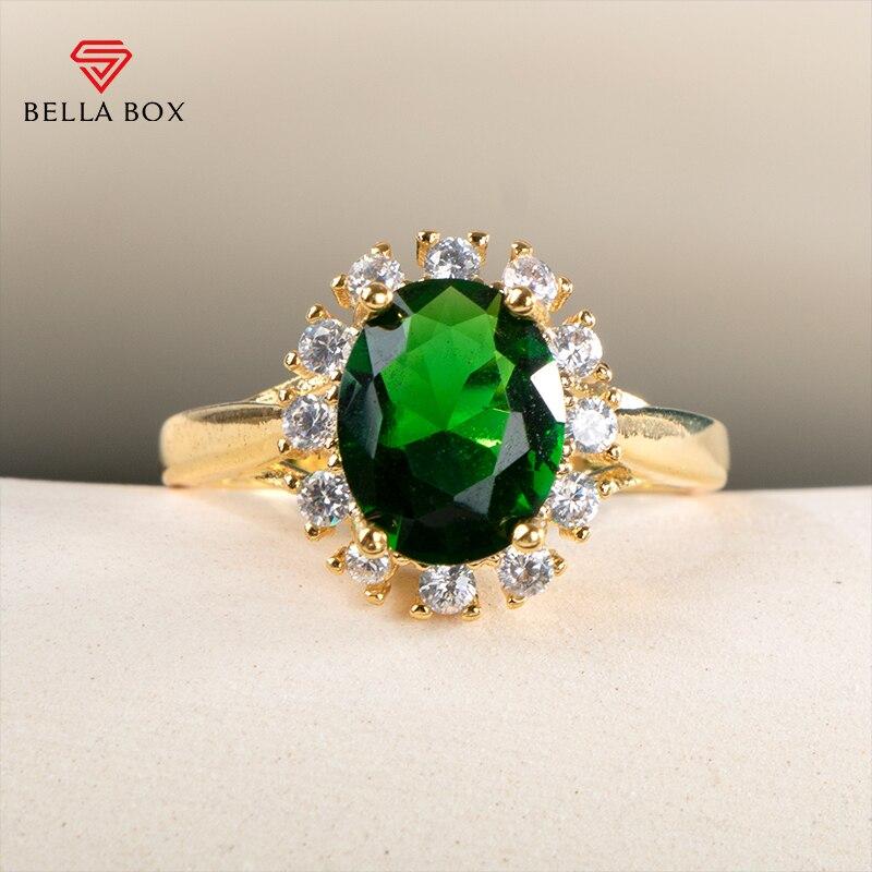 BELLA BOX Gorgeous Oval Blue Cubic Zirconia Ring Wedding Ceremony Party Luxury Accessories Women Elegant Design Fashion Jewelry