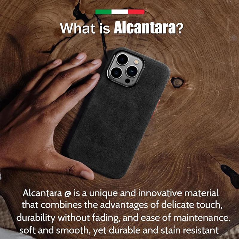 Italian Alcantara Phone Case for iPhone 16 Pro Max Luxury Business Leather Case for iPhone 16 Pro Back Cover Grey Color Magnetic