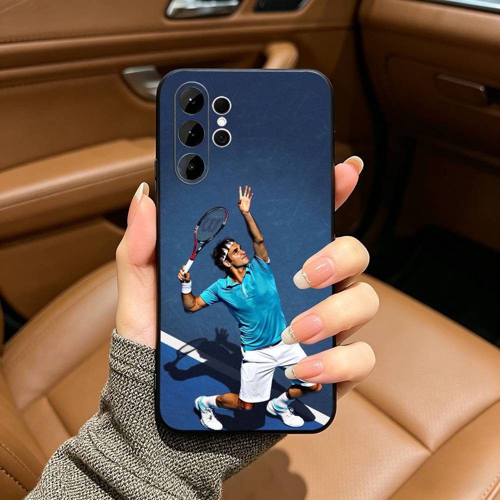 Roger Federer Tennis Legend Black Soft Silicone Phone Case for Samsung Ultra S25, S24, S21, S22, S23, S30, Plus, FE, Lite
