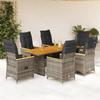 VidaXL Garden Dining Set and Cushions 7 Pcs Grey Rattan, Outdoor Dining Set 3276852