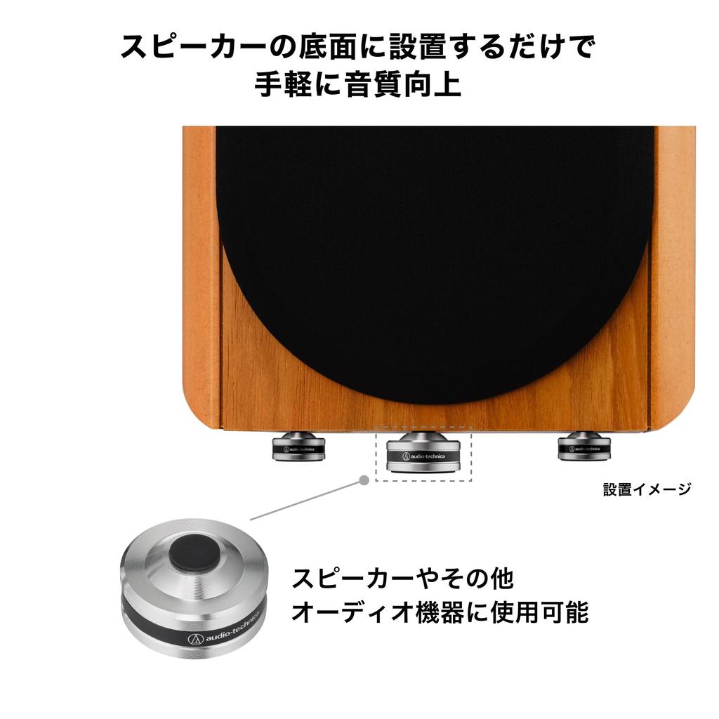 Изоляторы для проигрывателя Audio-Technica AT6099a/Шипы для колонок, Обработанная нержавеющая сталь с высокоплотным уретановым материалом SlimeFlex, Набор из 6 штук, Серебристый