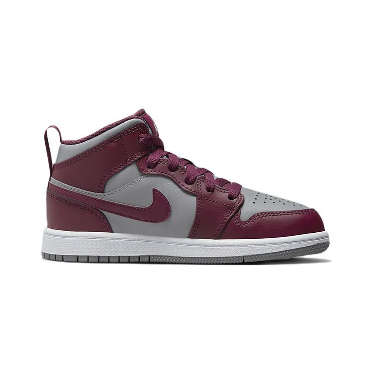 Детские кроссовки Air Jordan 1 Mid PS Cherrywood Red Cement-Grey White DQ8424-615