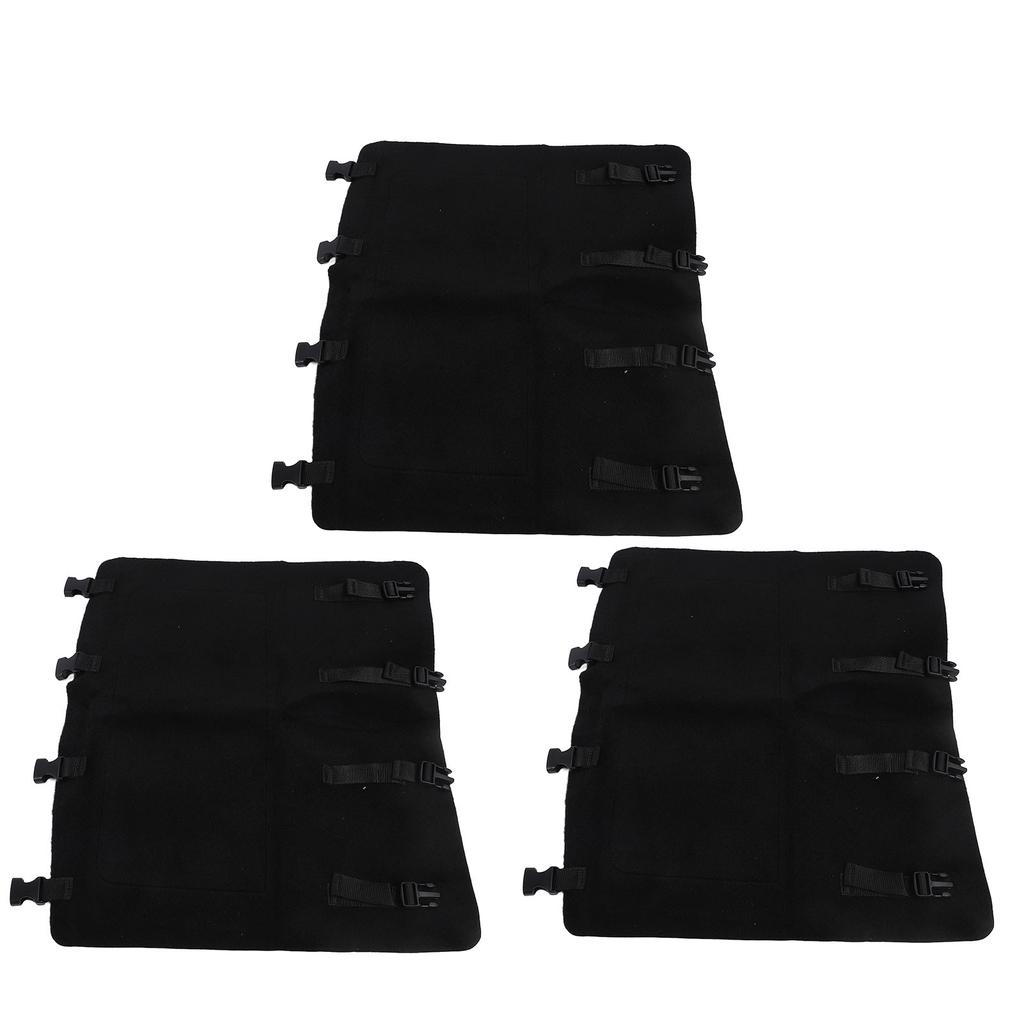 3Pcs RV Step Covers 22 X 20 Inch Black RV Step Rug Carpets for Curved Foot Ladder Manual Electrical