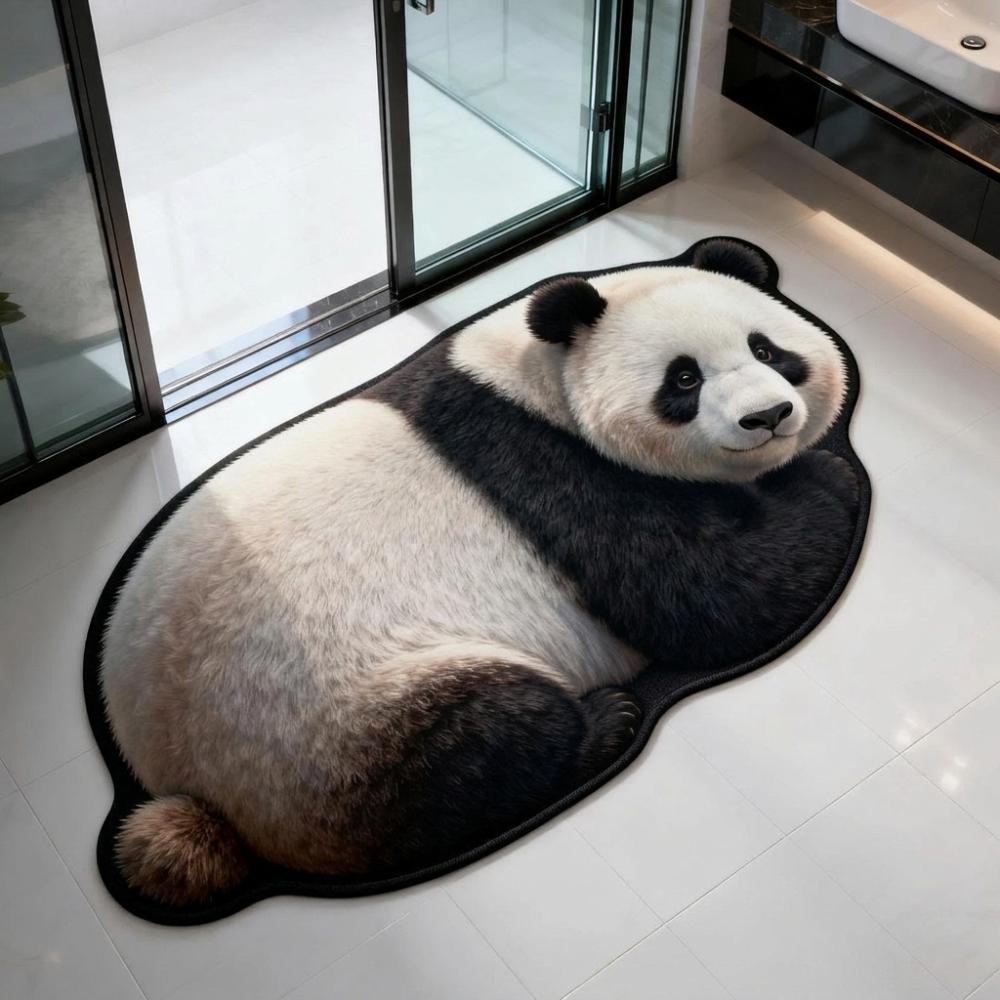 Non-Slip Home Decor Carpet 2D Cartoon Carpet Cute Panda-Shaped Area Rug  Bedrooms