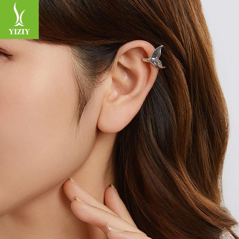 S925 Sterling Silver Mermaid Ear Bone Clip Without Ear Piercings, Light Luxury High-End Ear Clip Earrings