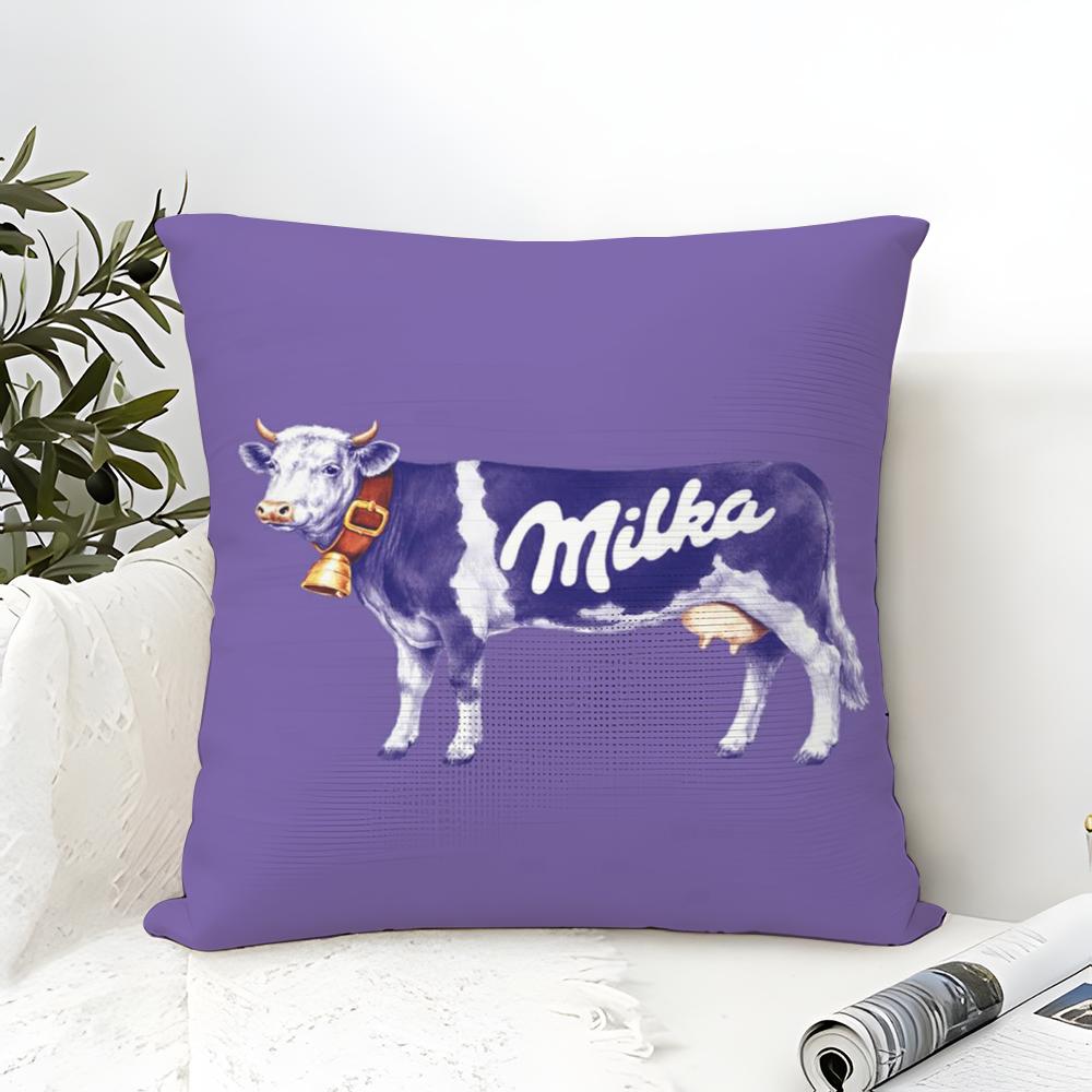 Забавная фиолетовая наволочка Milka из хлопково-льняной ткани, квадратная, на молнии, для дома, декора гостиной