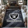 Las Vegas Raiders Crystal Velvet Rug, Custom Name Text Personalized Non‑Slip Floor Mat for Home Decor Gift