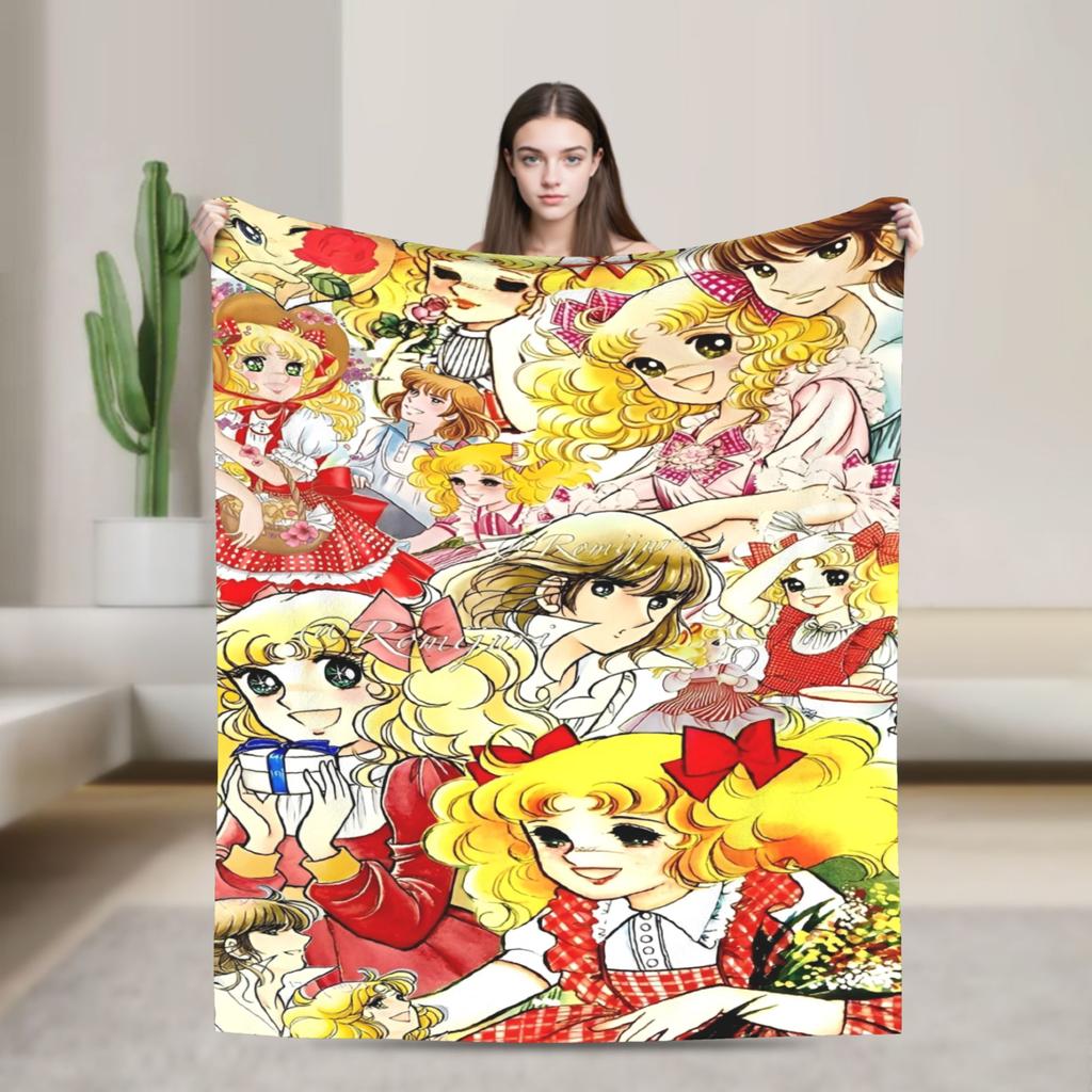 Candy Candy And Terry Anime Blanket Warm Soft Funny Plush Bedding Throws For Couch Bed Travel Flannel Bedspread Bed Cover