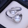 FENASY Натуральные пресноводные двойные жемчужные кольца для женщин Модное регулируемое серебряное кольцо Подарки на день рождения