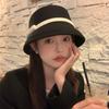 Autumn Winter French Bow Bucket Hat Women Sweet Felt Hat With Folded Shape
