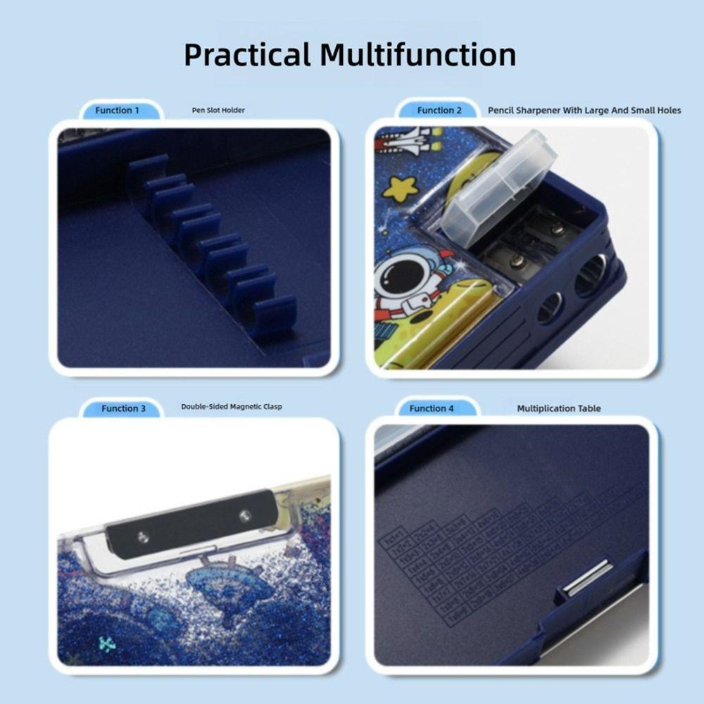 Double Sided Use Pen Box Quicksand Decor Stationery Organizer New Stationery Box  School Office