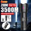 Powerful Super Long Range LED Flashlight Type-C Charging Strong Light 3 Modes Zoom Tactical Handlamp Outdoor Camping Lantern