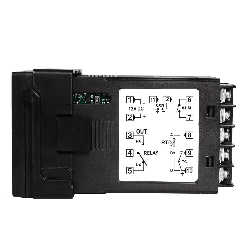 Power Supply 12VDC Input PT100 K Thermocouple Digital PID Temperature Controller SSR Relay Output for Heat Alarm Thermometer 24V