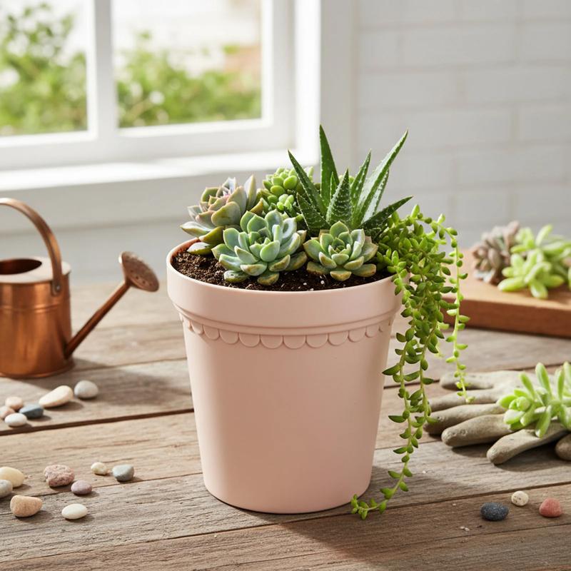Small Plastic Flower Pot Thickened Desktop With Drainage Holes For Succulents Small Plants Home Gardening Supplies 1m