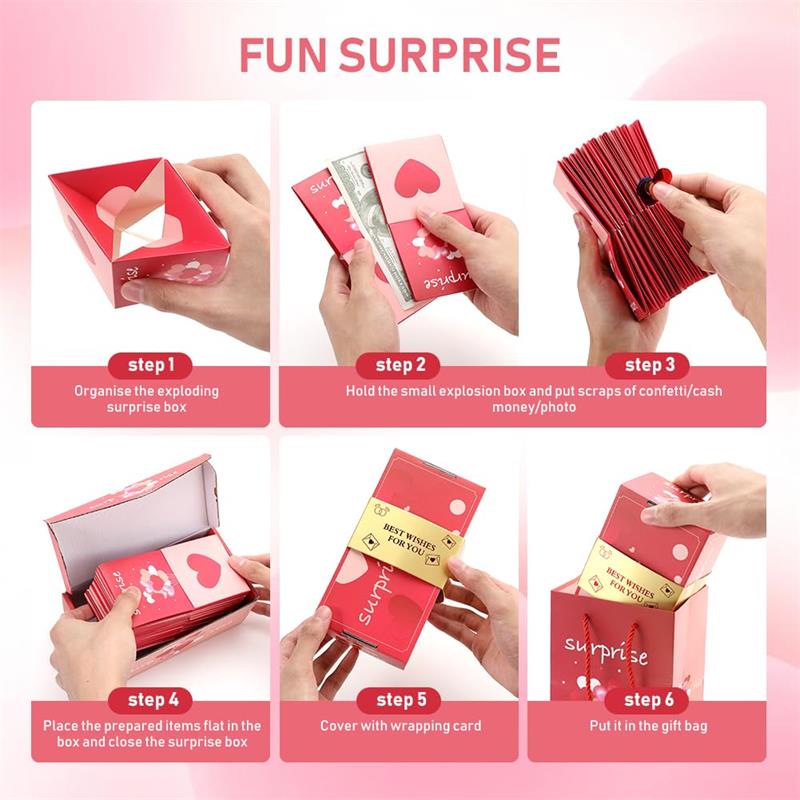 Подарочная коробка-сюрприз Взрывная подарочная коробка для денег, забавная копилка для денежного подарка, складная прыгающая подарочная коробка на день рождения, годовщина, предложение ко Дню святого Валентина