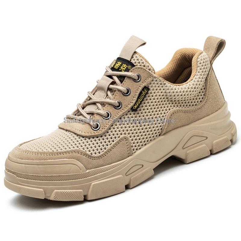 Fashion High Top Soft Safety Shoes For Men Work Sneakers Steel Toe Cap Kevlar Midsole Anti-punture Work Sneakers Ankle Winter Boots Male