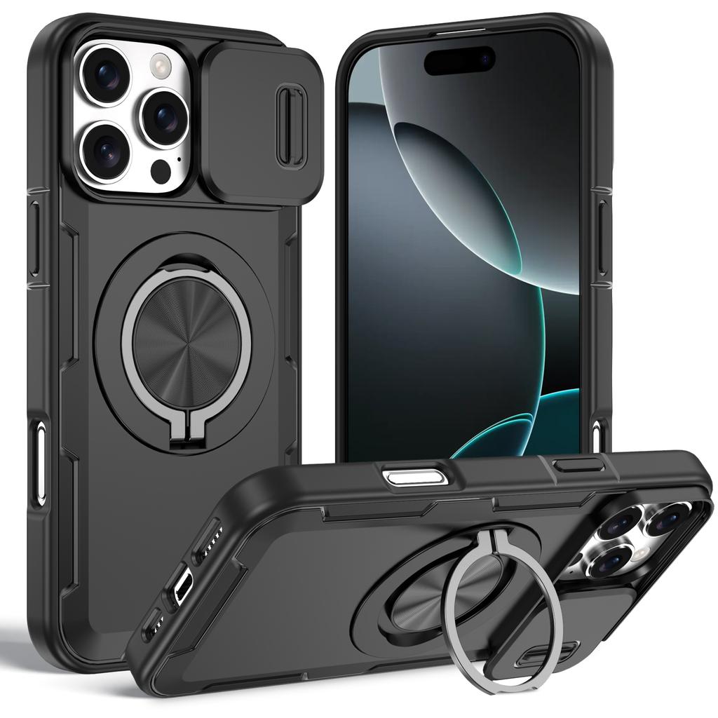 Противоударный чехол для Iphone 17 Pro Max Iphone17 16 Plus 12 13 15 14 Pro Max Iphone16 Двухслойный с магнитным кольцом-держателем для Magsafe
