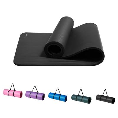 Amazon Basics Толстый коврик для йоги с ремнем для переноски, для тренировок, растяжки, пилатеса, черный, 12 мм, ремень, коврик, коврик, коврик, 188x61x1.2 см,