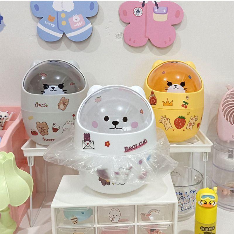 Trash Ins Desktop Can With Lid Mini Cute Storage Box Pencil Organizer Flip