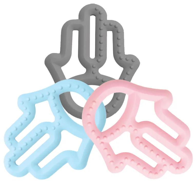 Silicone Teether for Babies Mom's Hand Pink Toy MinikOiOi 1 pc.