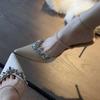 Summer New Pointed Rhinestone High Heel Fine Heel Champagne One Word with Sandals Half Drag Cool Slippers Outer Wear Women