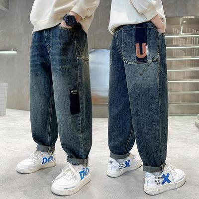 Осенне-зимние джинсы для мальчиков, брюки для маленьких мальчиков, детские джинсы плюс бархат