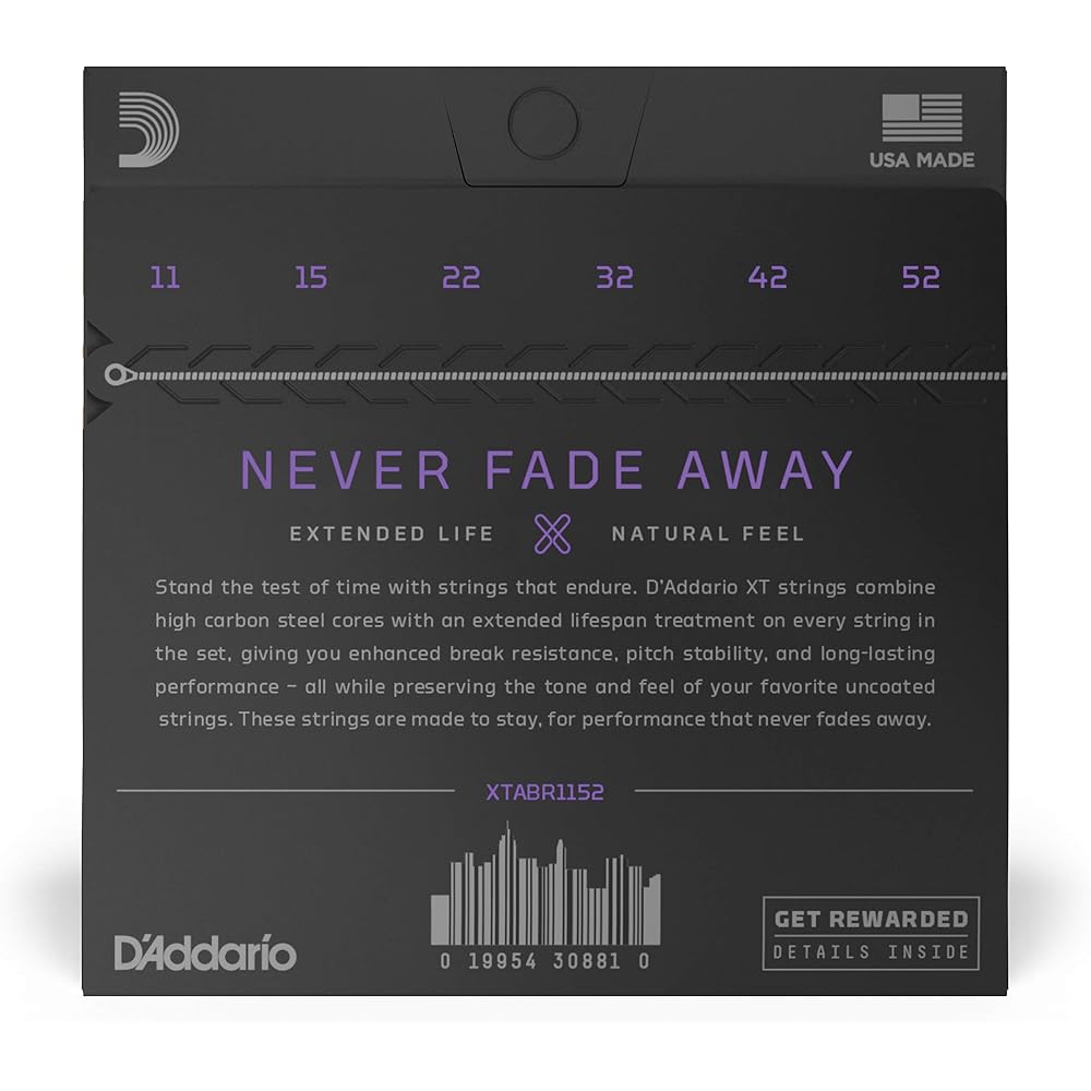 D'Addario Daddario Acoustic Guitar Strings XT Coated Strings 80/20 Bronze Custom Light .011-.052 ...
