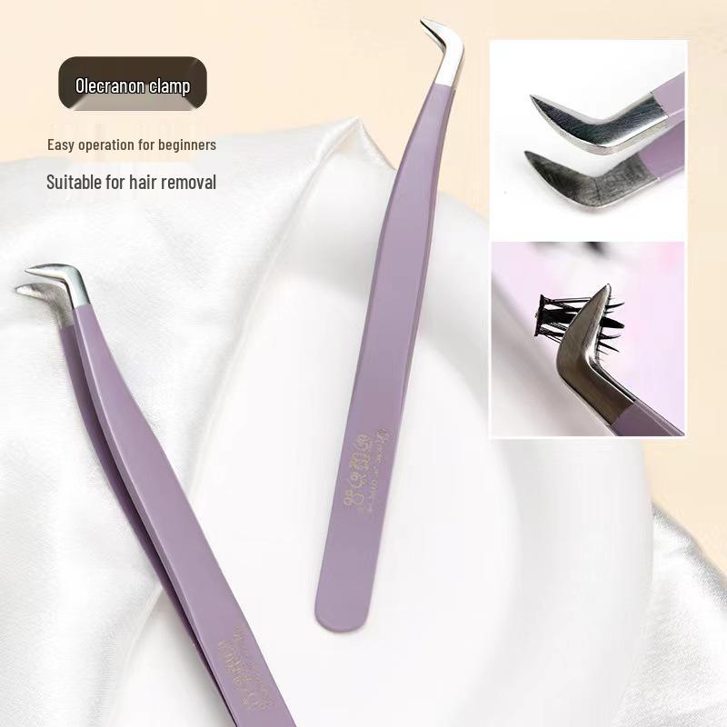 Пинцет Mengjie Shangpin Precision для накладных ресниц - Безопасный золотое перо и зажим-дельфин для начинающего макияжа.