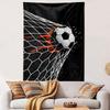 "Soccer Ball Scoring in Net Illustration" Patterned tapestry home decor, suitable for bedroom and living room, gift