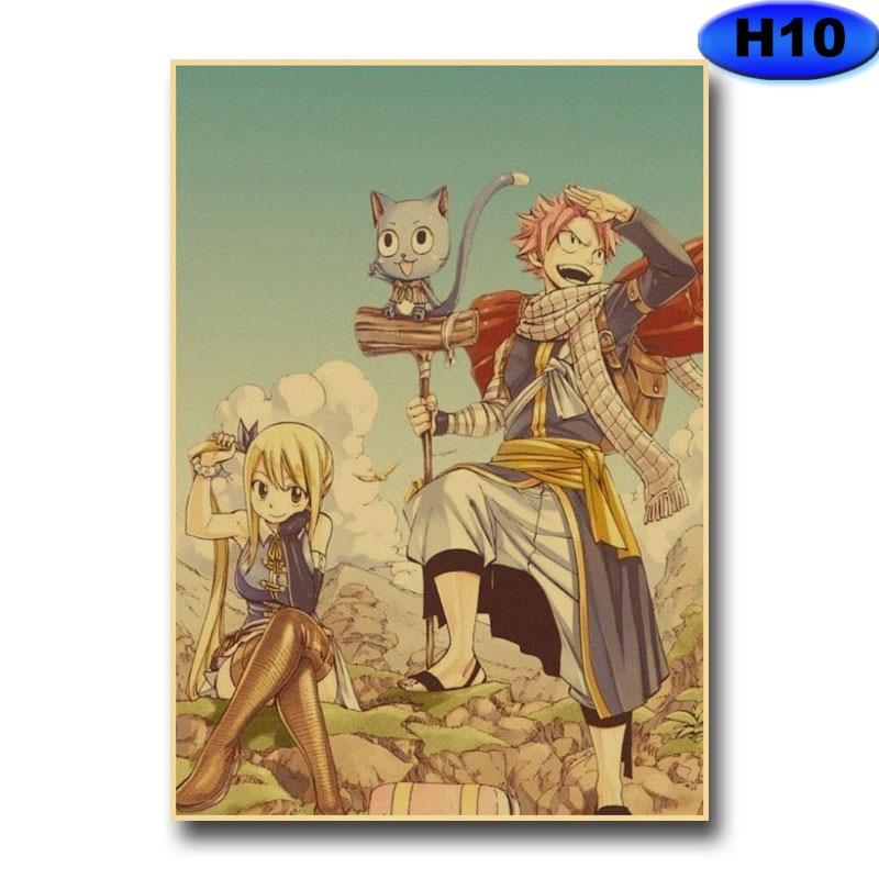 Anime Fairy Tail Posters Wall Stickers Kraft Paper Retro High Definition Poster Home Decor Living Room Bedroom Bar Decoration