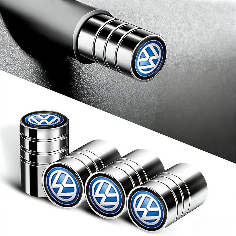 hijk1 4Pcs Metal Car Wheel Tire Valve Caps Stem Case Cover For Volkswagen VW T-ROC Beetle Polo Golf Touran Transporter Touareg Passat