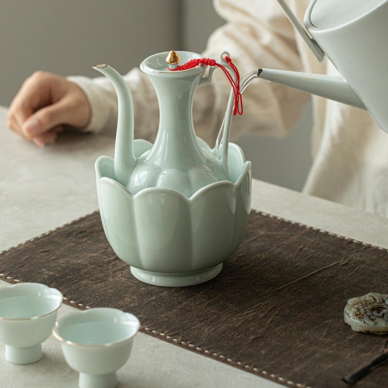 Vintage Chinese Wine Warmer Ceramic Wine Set for Home Liquor Serving