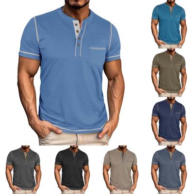 Мужская летняя футболка с коротким рукавом и круглым вырезом, контрастного цвета, с коротким рукавом