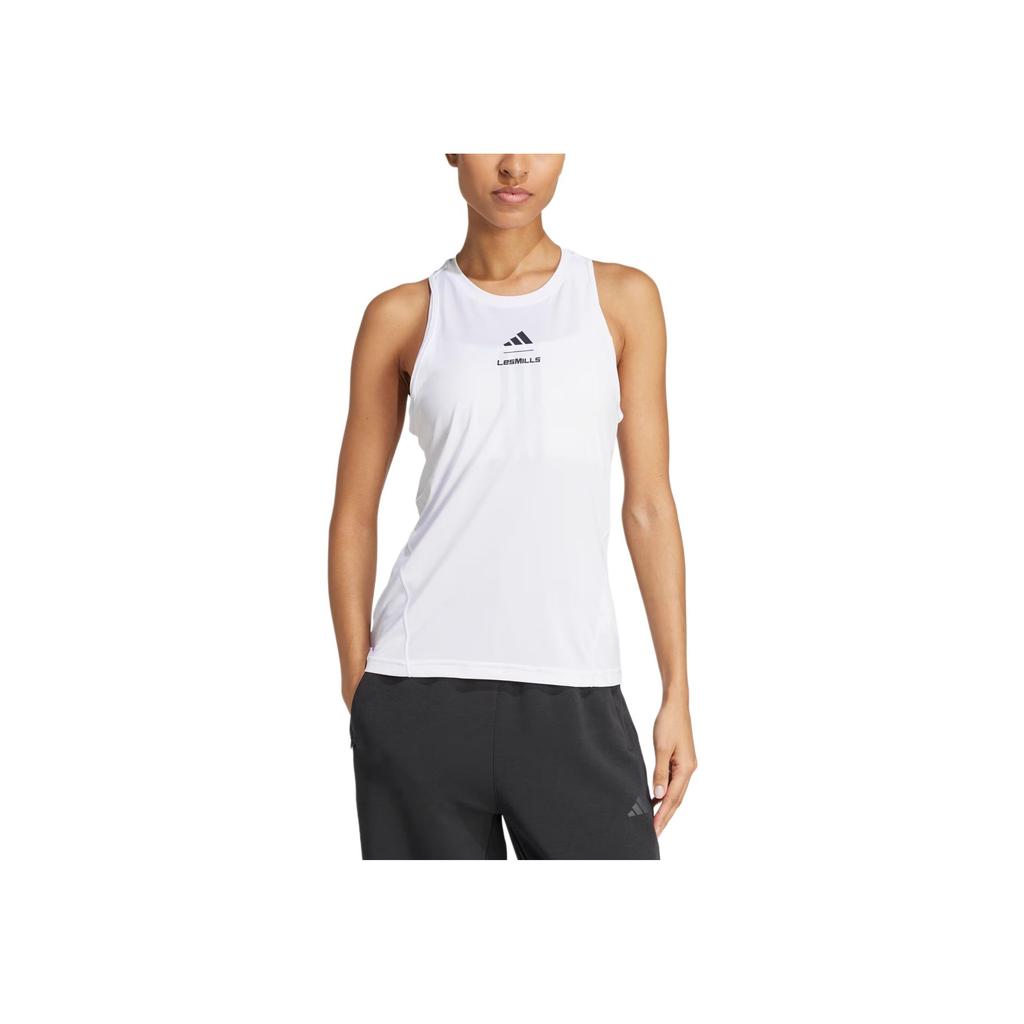 Adidas Les Mills Logo Design Versatile Sweat-Wicking Tank Top Women Tops White JM3687