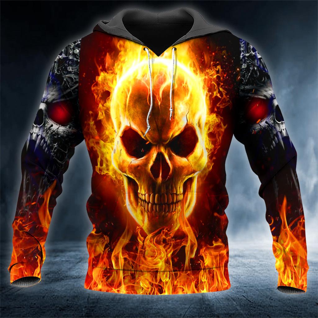 Hoodie Men Punk Skull 3D Print Fashion Skeletor Y2k Graphic Casual Goth Streetwear Long Sleeve Pullover Spring Autumn Oversized Top
