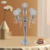 4 Pcs 5-Arm Crystal Candelabra Centerpieces, Silver Modern Candle Holder, 29.5 Inch Tall Chandelier for Wedding Dining Table