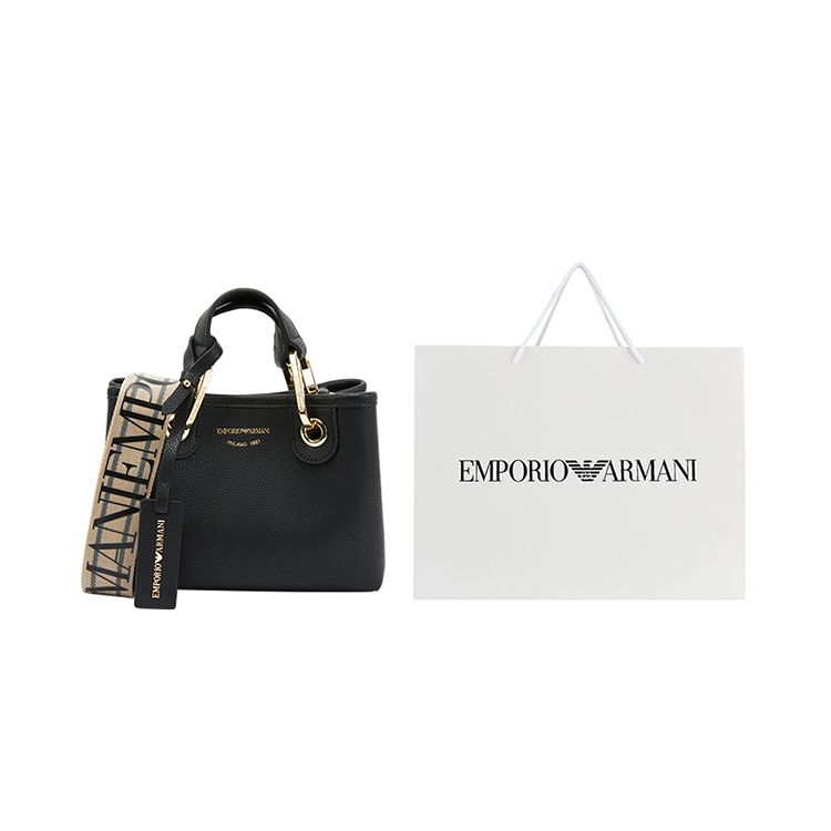 Emporio Armani С принтом логотипа Магнитная застежка Полиэстер Сумка через плечо Женские сумки Черный Y3D176-YFO5B-85218