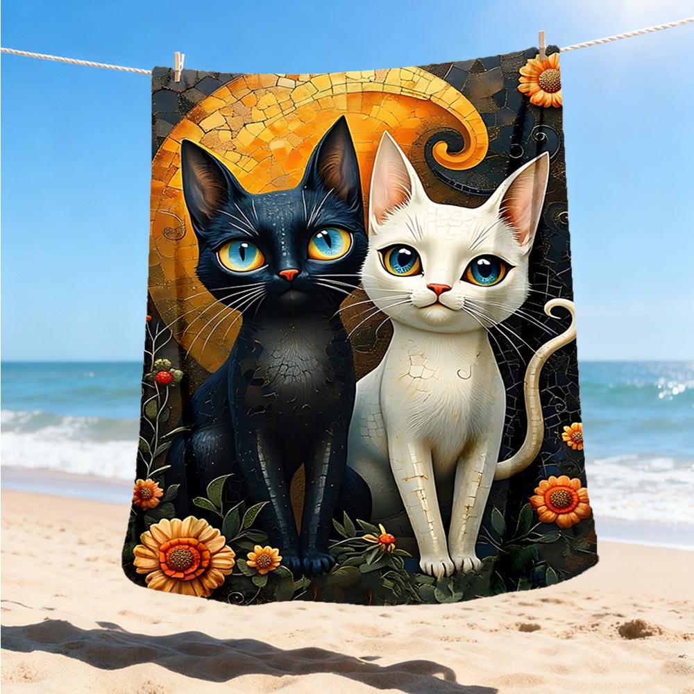 1 шт. Художественное одеяло из фланели для кошек, для улицы, можно стирать в машине, идеальный подарок на день рождения, аксессуар для путешествий, прочный материал